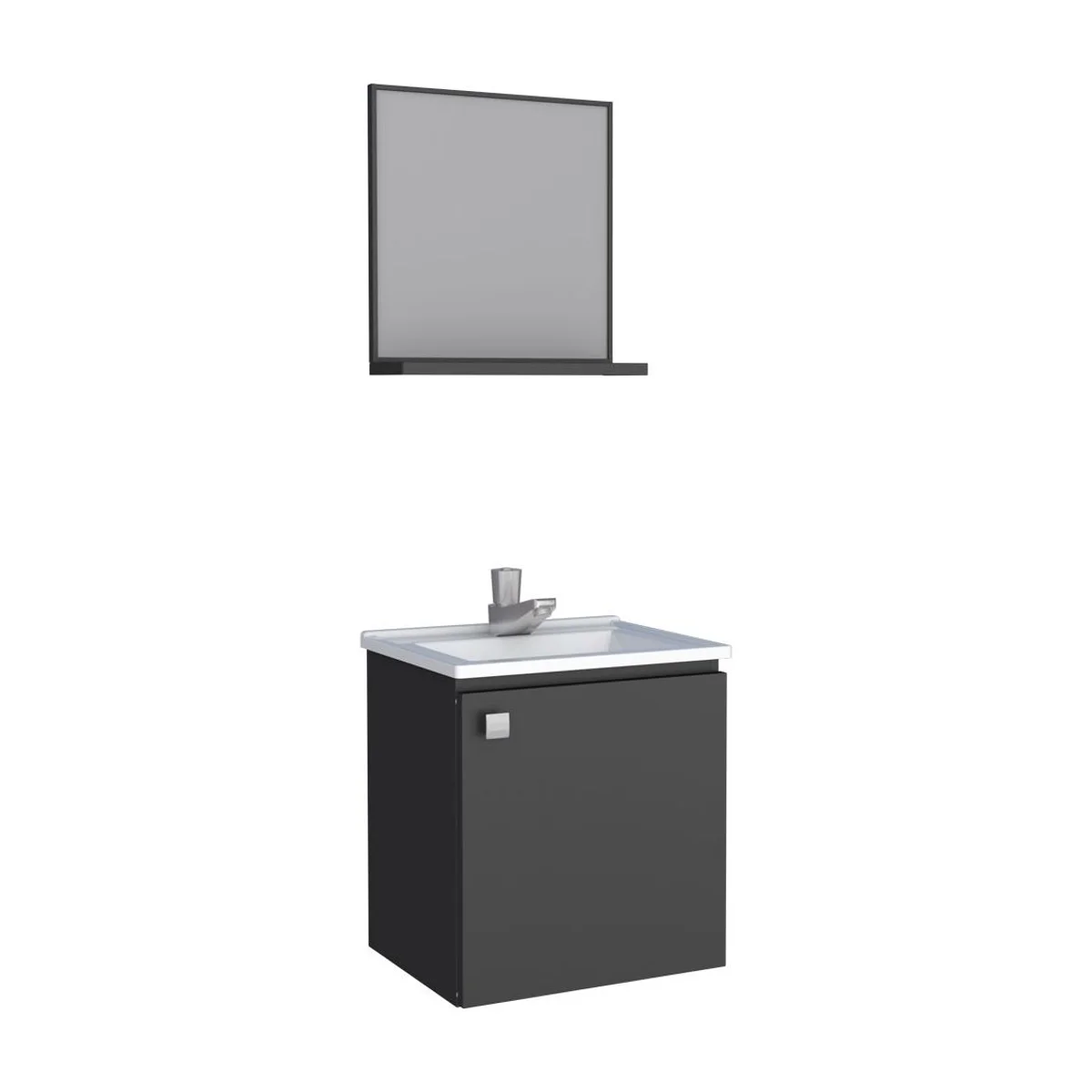 Gabinete de banheiro Cozimax Cacau preto com espelheira